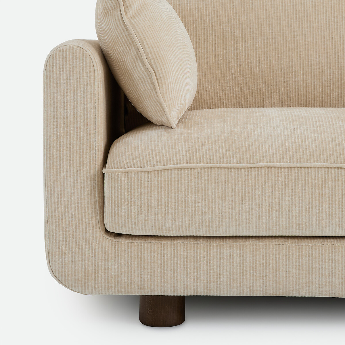 Divano letto angolare a 3 posti in velluto a coste goffrato, EMILIO beige, LA REDOUTE INTERIEURS