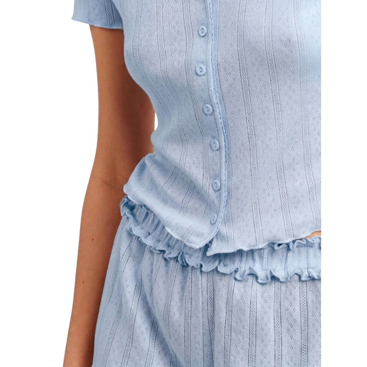 Pyjama short t-shirt à boutons Santorini bleu, ADMAS