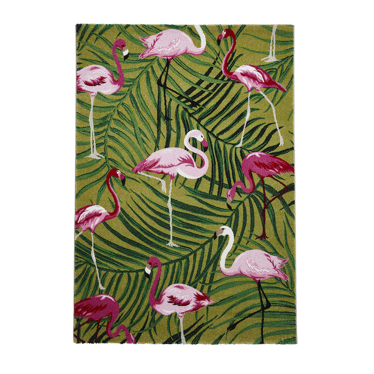 Tropical Flamingo Leaf Print Rug green/pink, SO'HOME