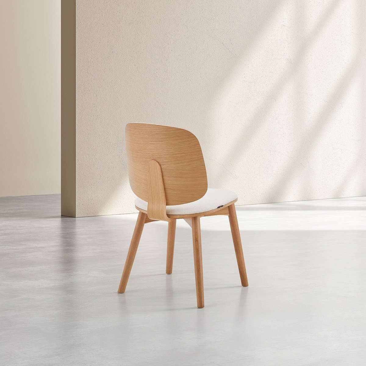 Lot de 2 chaises en tissu texturé et chêne massif crème, HABITAT