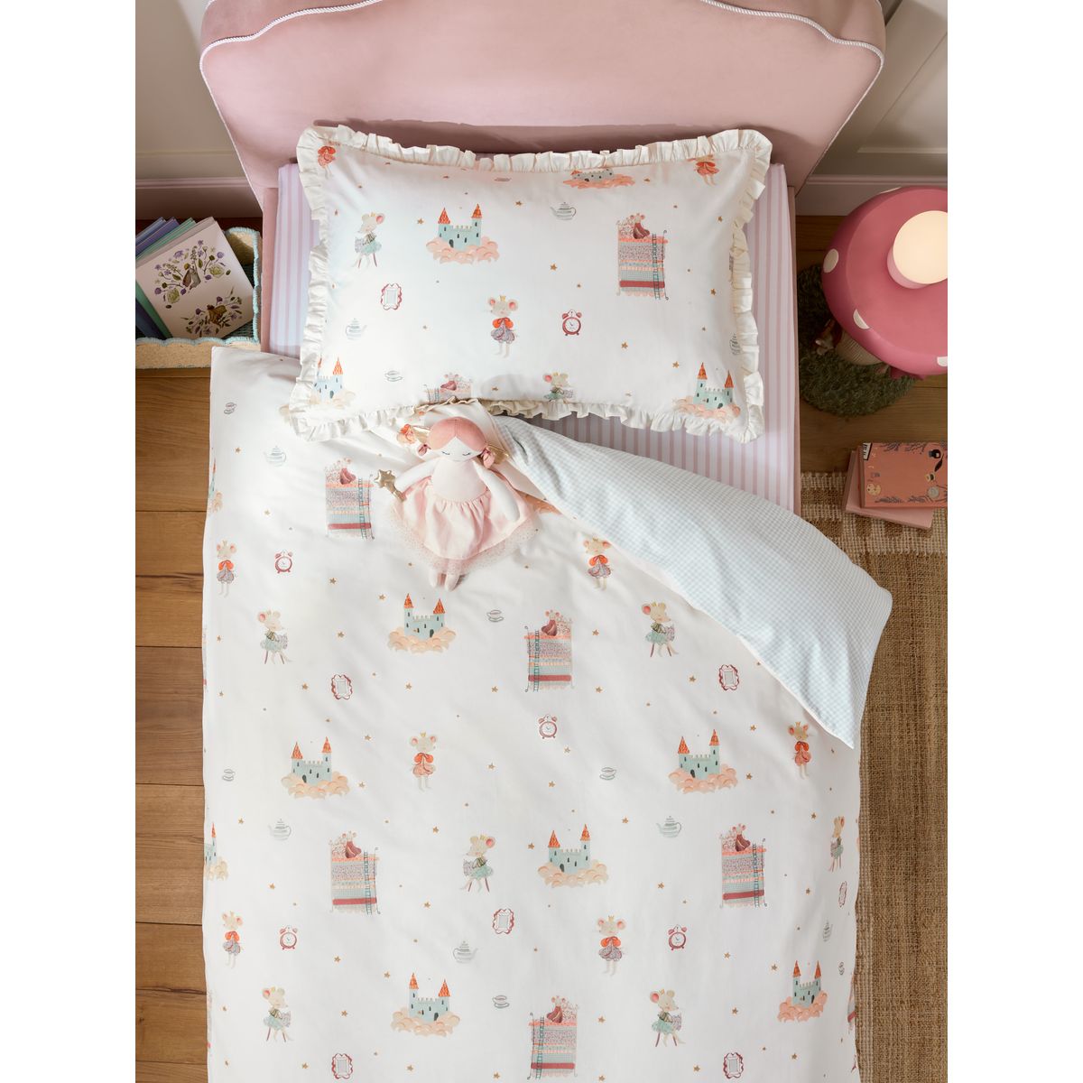 Parure housse de couette et taie d'oreiller souris féerique, NEXT