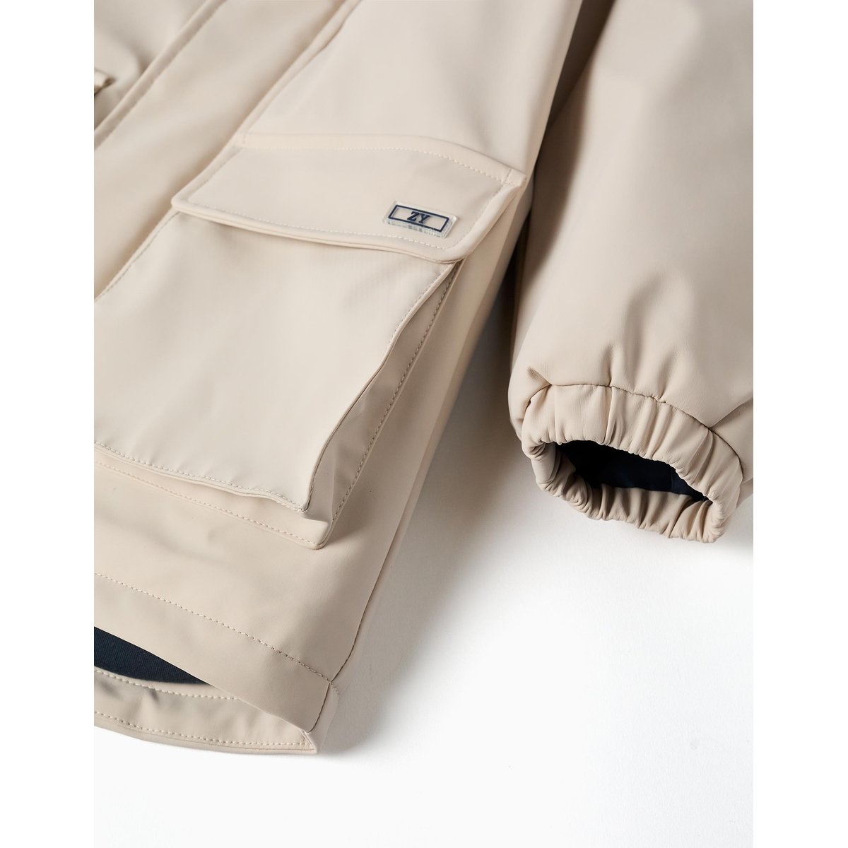 Parka rembourrée avec capuche et poches avant gris clair, ZIPPY