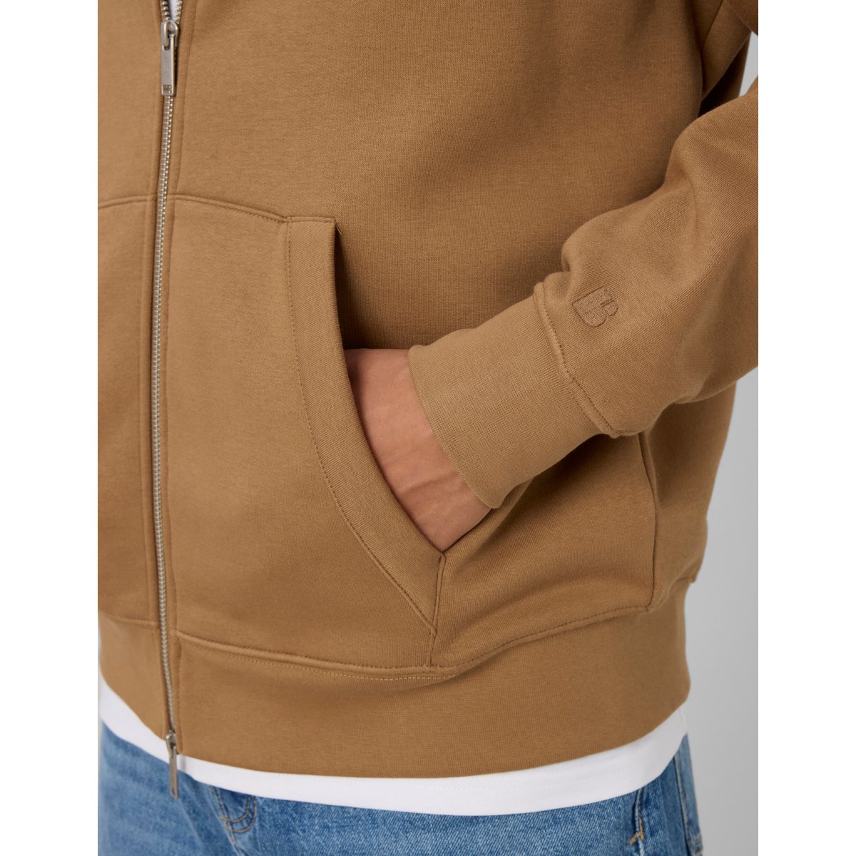 Sweat zippé ouverture double camel, BZB