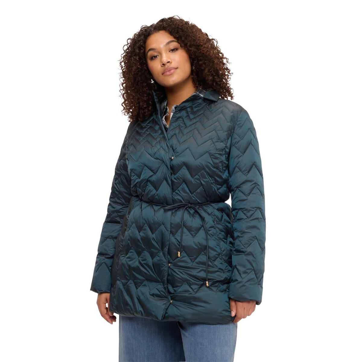 Doudoune matelassée à motif chevron vert, FIORELLA RUBINO