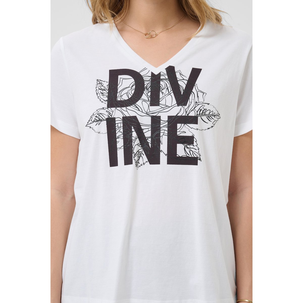 T-shirt blanc white divine, CREAM