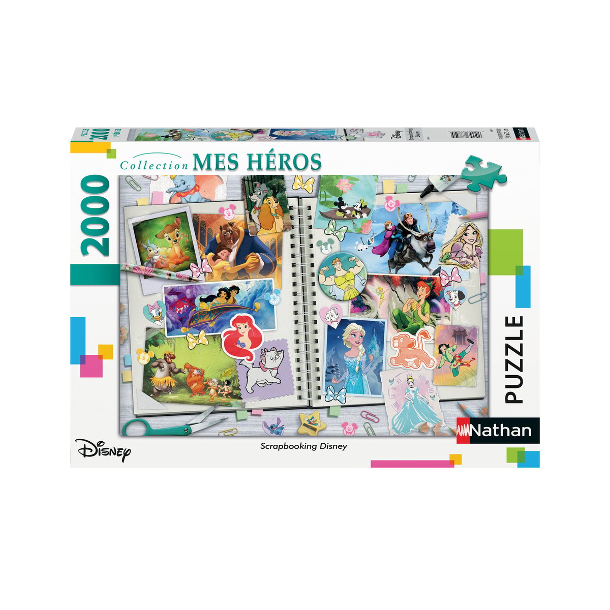 Puzzle Nathan 2000 pièces - Scrapbooking Disney couleur unique, NATHAN