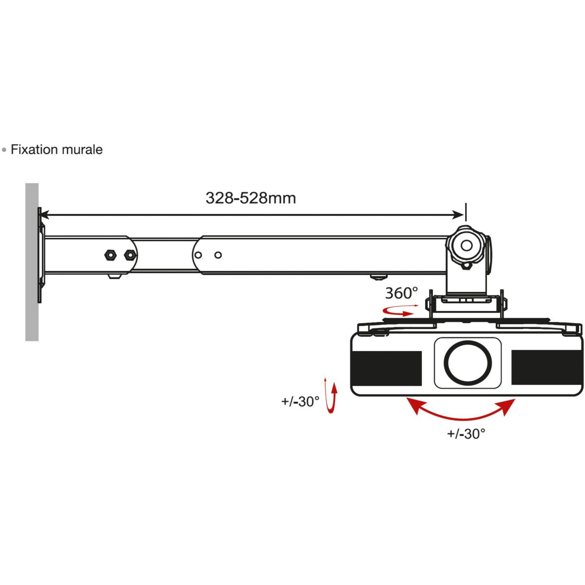 Support vidéoprojecteur Malyss Plafond & Mural couleur unique, ESSENTIEL B