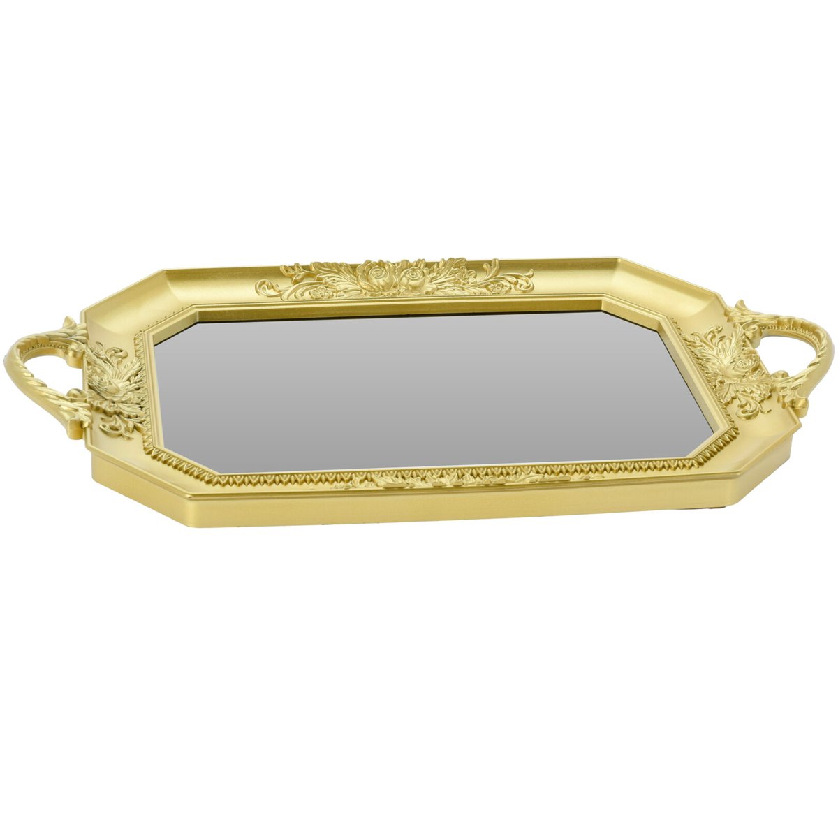 Plateau en plastique doré et verre 39.5x24.5x3.5cm doré, WADIGA