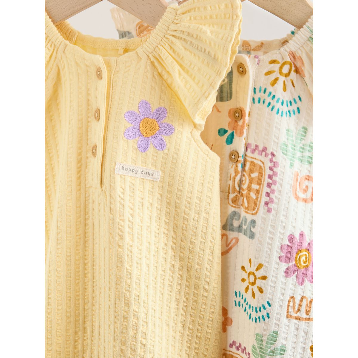 Barboteuses en jersey, lot de 2 imprimé scandinave naturel, NEXT
