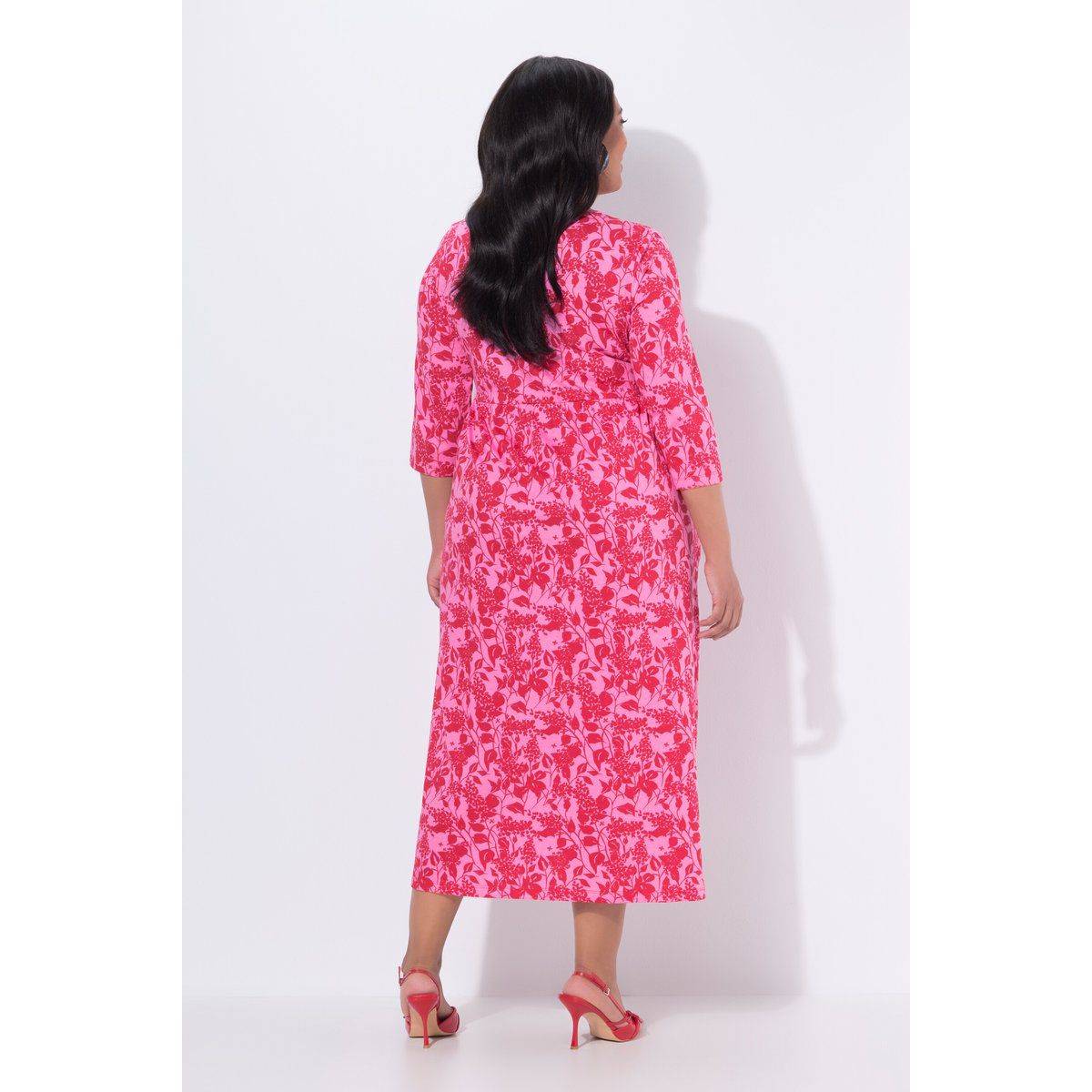 Robe maxi motif floral, poches rose vif, ULLA POPKEN