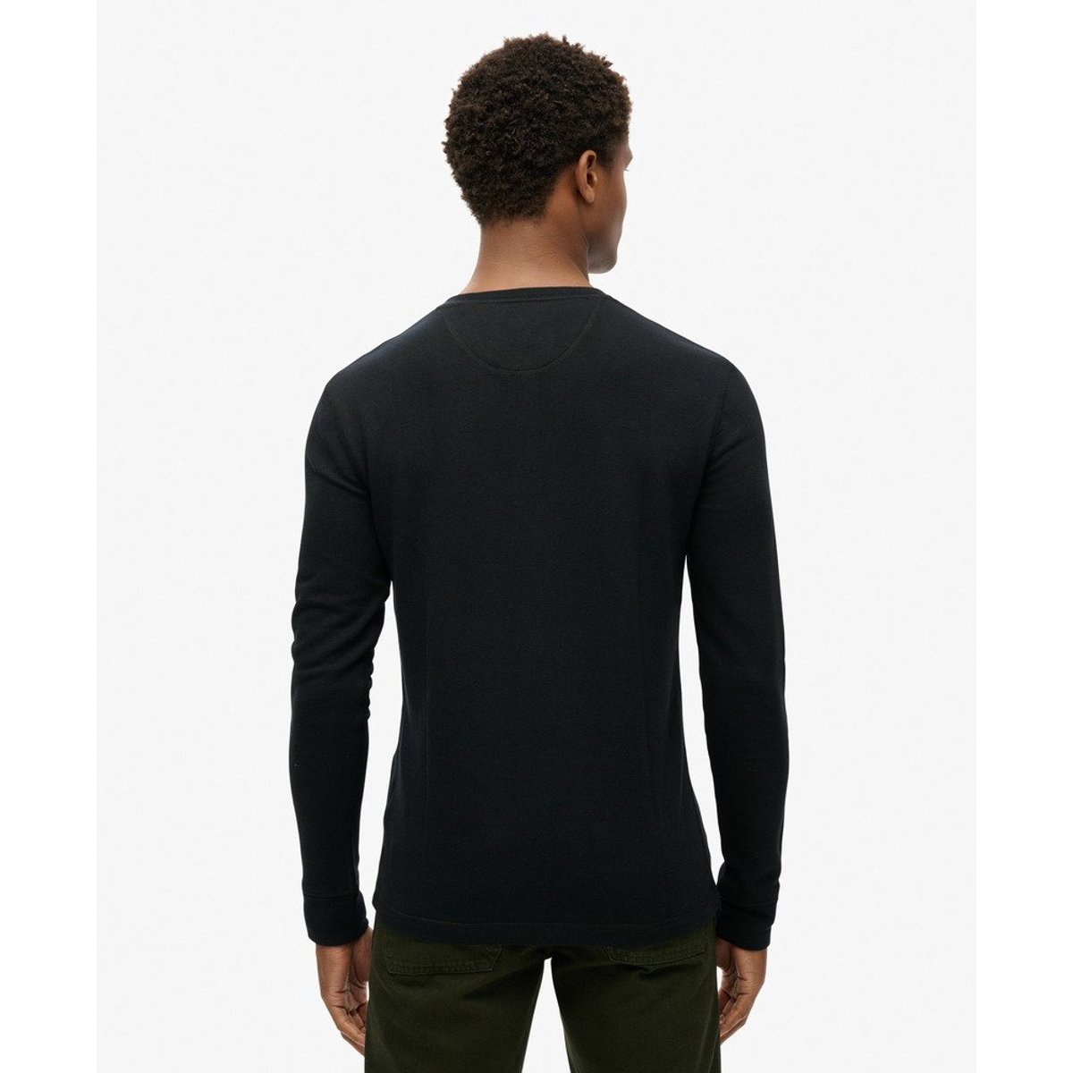 T-shirt Henley The Merchant Store noir, SUPERDRY