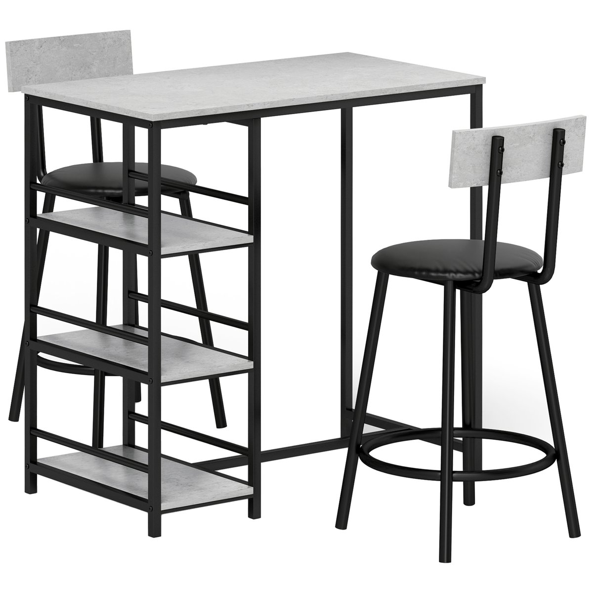 Ensemble de table de bar MDF Gris clair gris clair, noir, HOMCOM