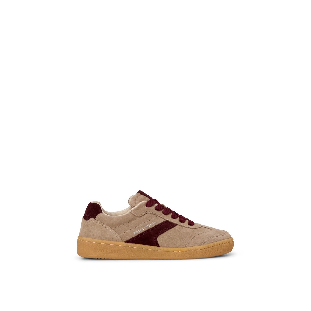 Modèle de baskets Court en cuir velours souple marron, MARC O'POLO