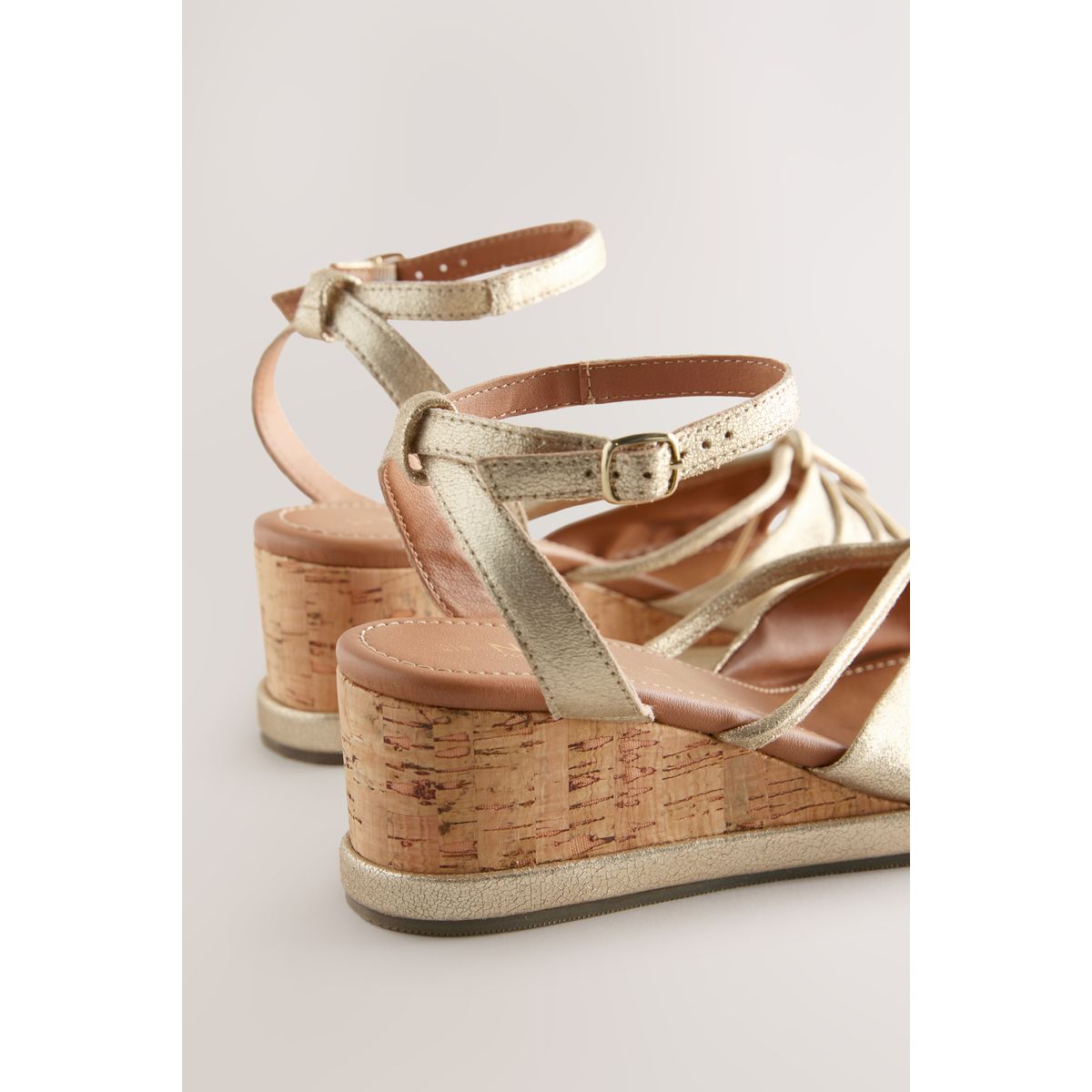 Chaussures à semelle en liège cuir doré, NEXT