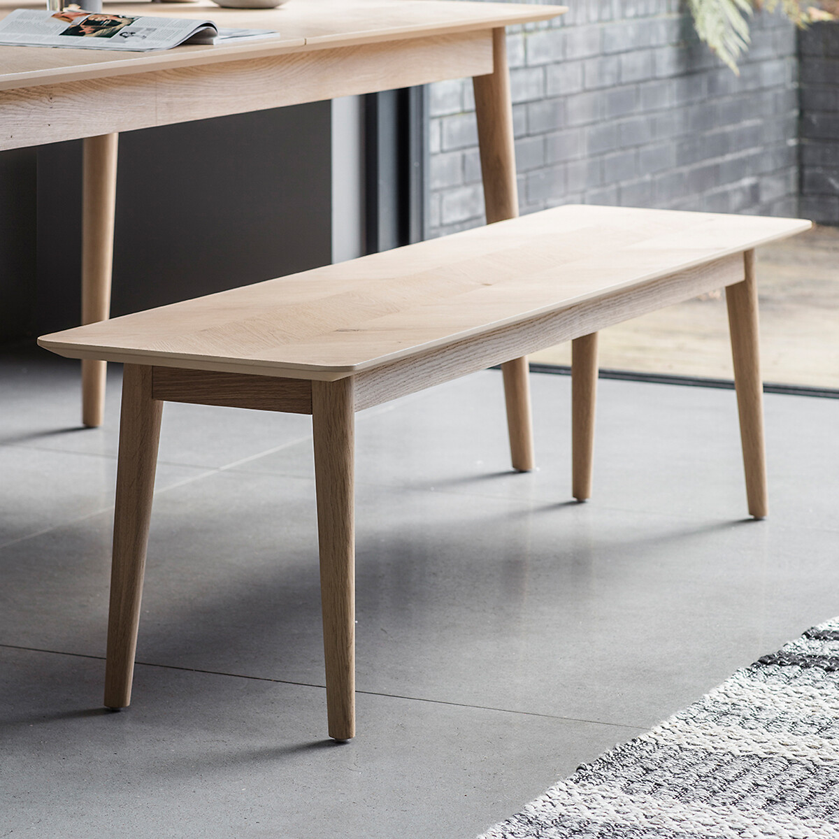 Dhule Herringbone Oak 3 Seater Dining Bench (150 cm) light wood, ÉDITÉ
