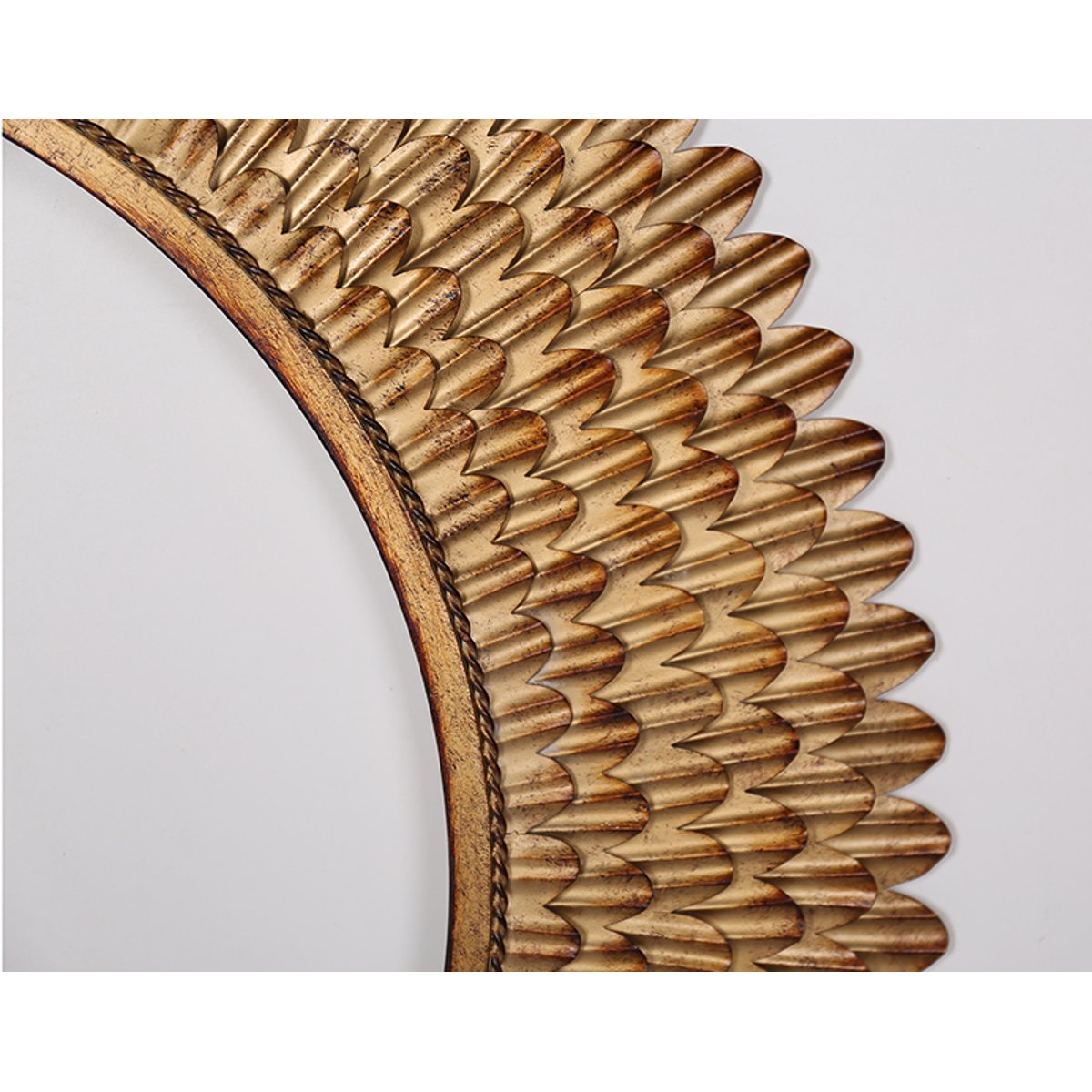 Miroir rond plumes métal 76cm or, EMDE