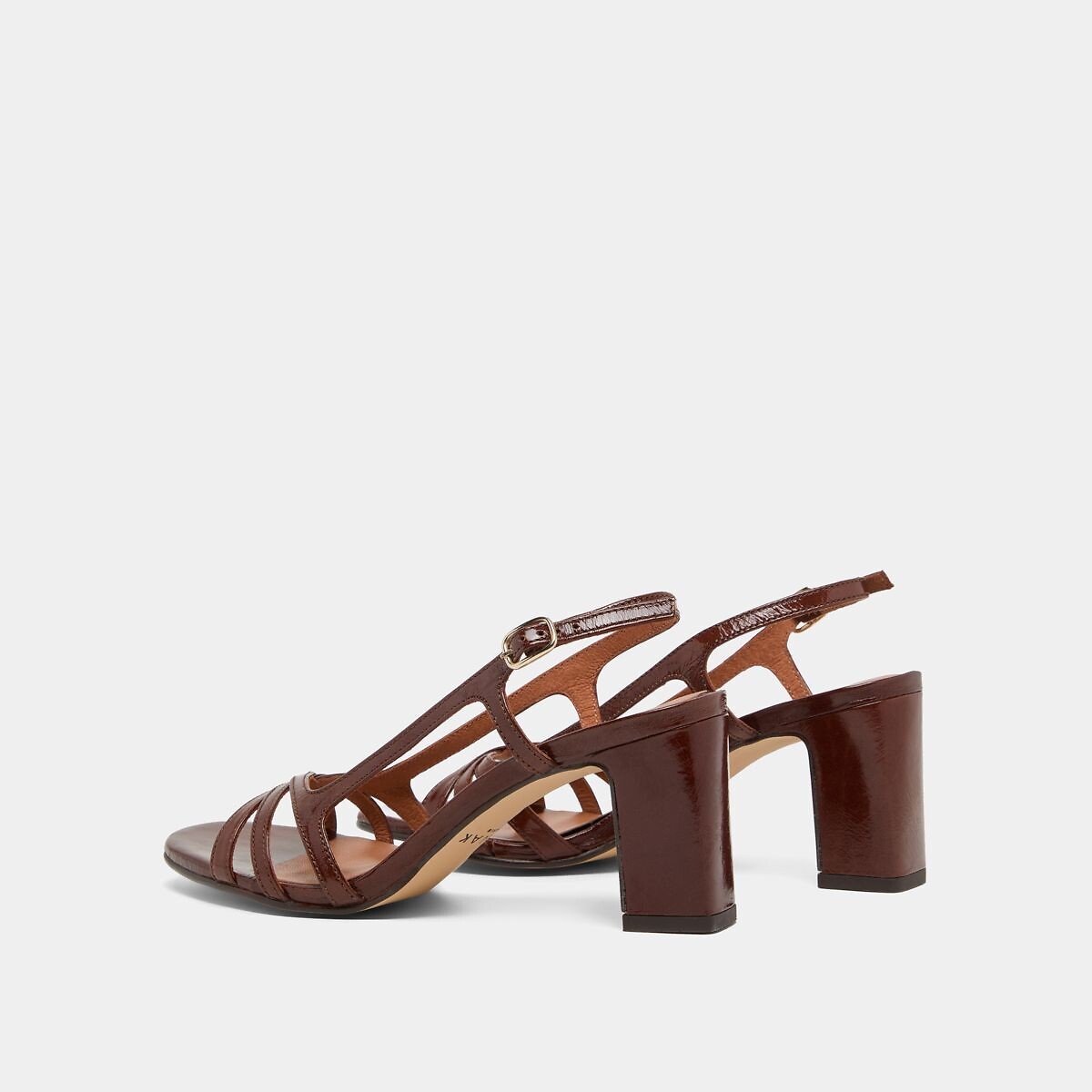 Sandales à talon Vaiana, cuir marron, JONAK