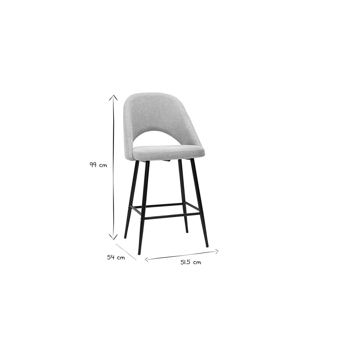 Tabourets de bar en tissu velours côtelé vert kaki H65 cm (lot de 2) COSETTE gris, MILIBOO