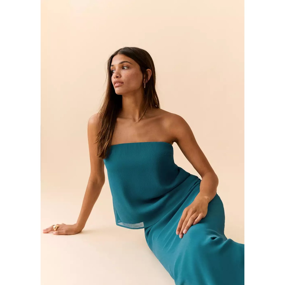 Bustier texturé bleu pétrole, MANGO TEEN