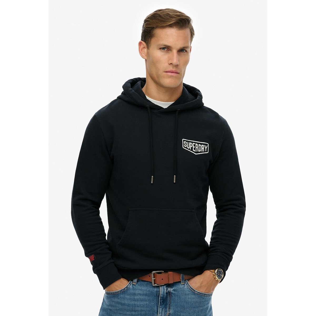 Sweat à capuche ample Work Tab noir, SUPERDRY