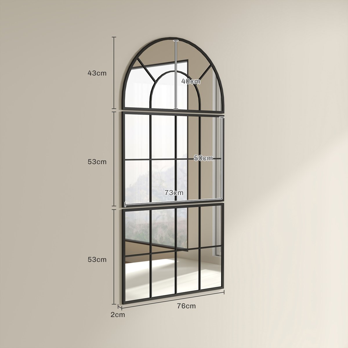 Miroir mural Verre Noir noir, HOMCOM