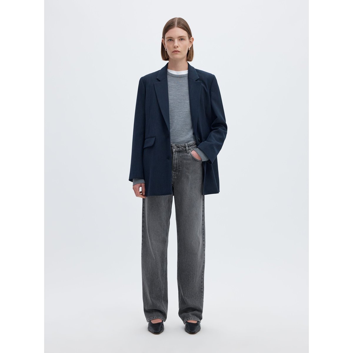 Jean Droit medium grey denim, SELECTED