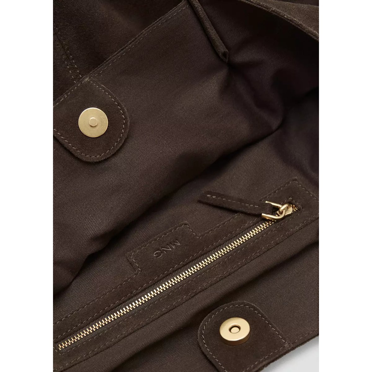 Sac cabas cuir suédé chocolat, MANGO