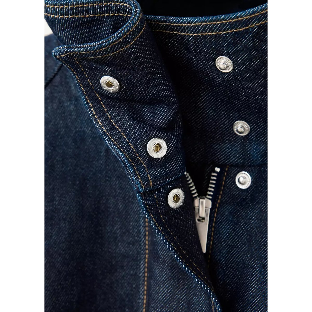 Veste en jean col cheminée bleu, MANGO