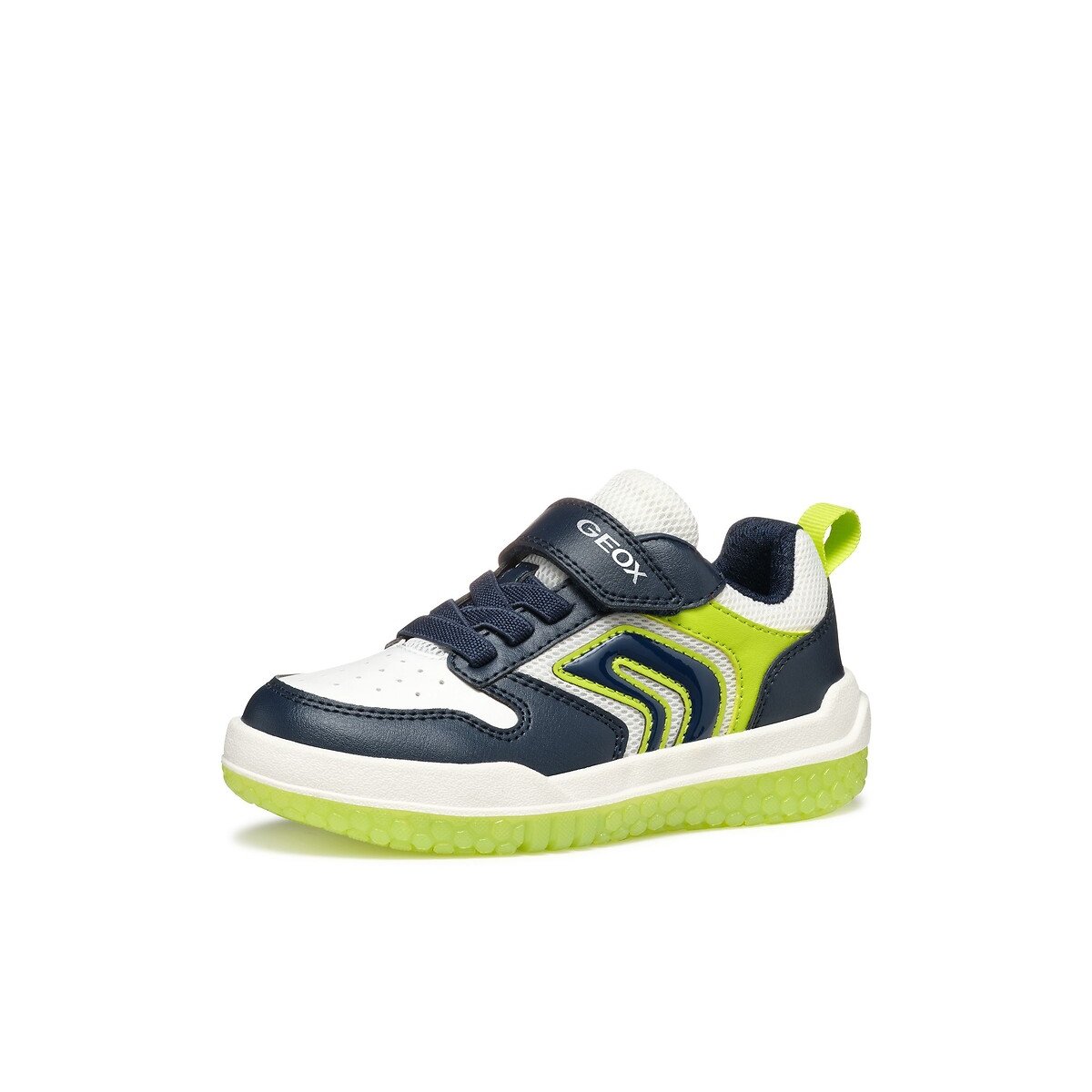 Baskets respirantes à LED Buzzerlight bleu marine/jaune, GEOX
