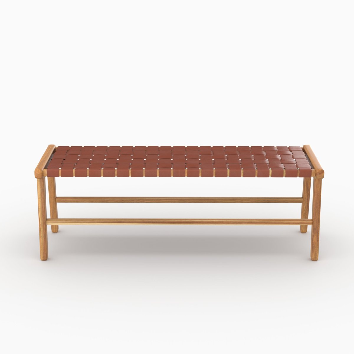 Banc 120 cm en cuir de teck - KUNA marron, MAISON PAVANE
