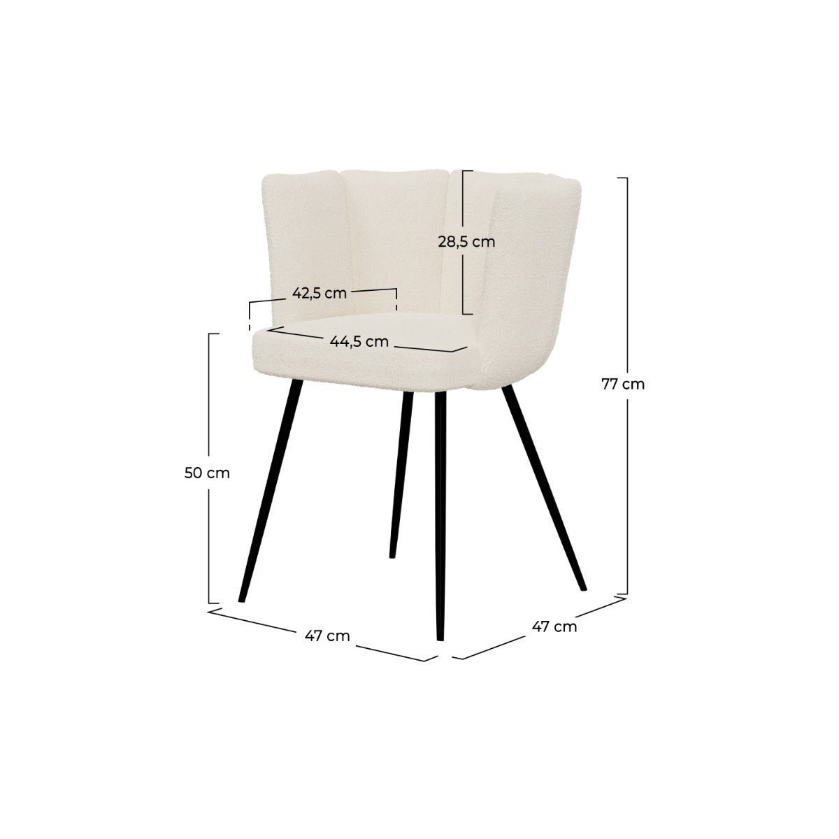 Lot de 2 chaises en tissu bouclé et pieds en métal - COSETTE beige, MAISON PAVANE