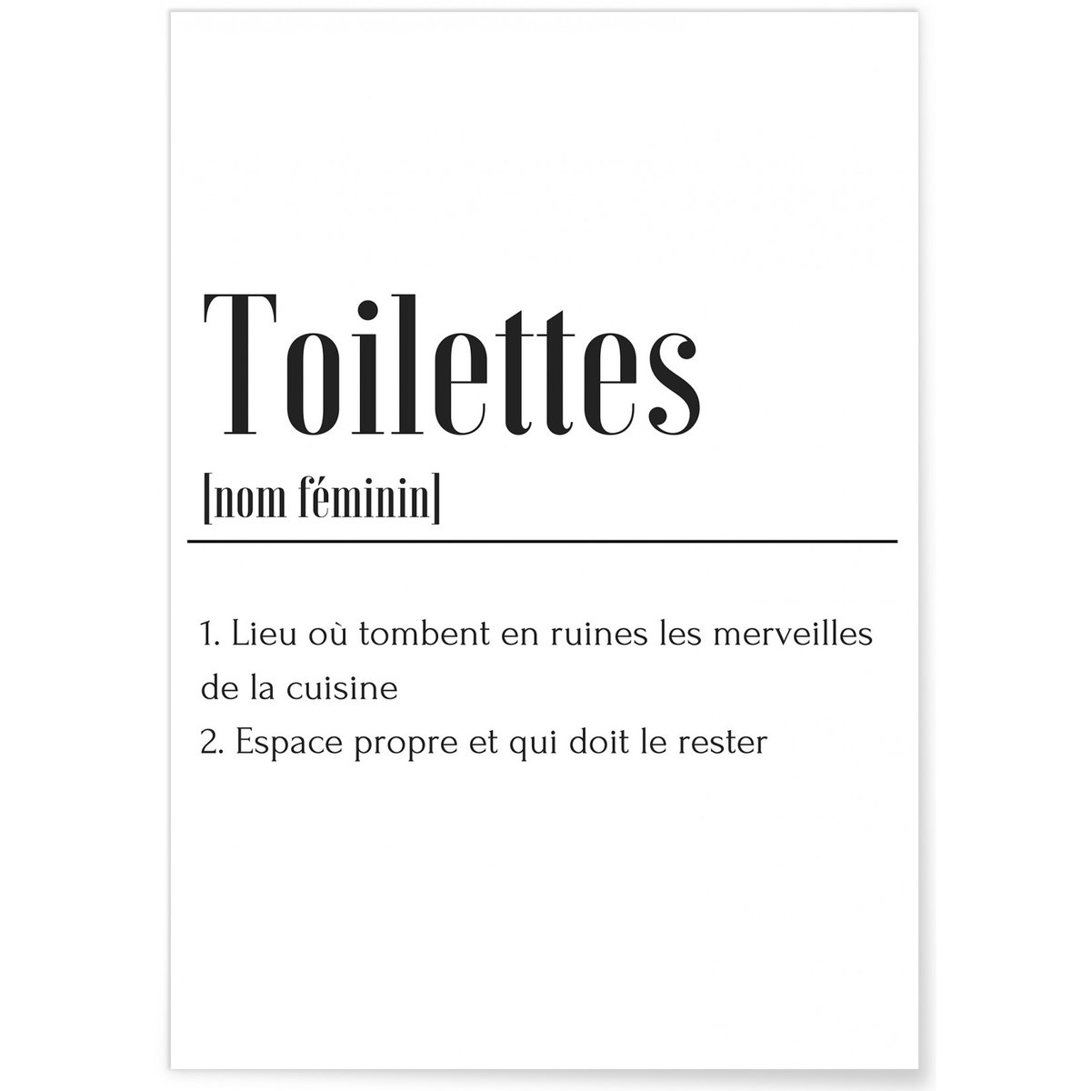Affiche Définition Toilettes blanc, L'AFFICHERIE