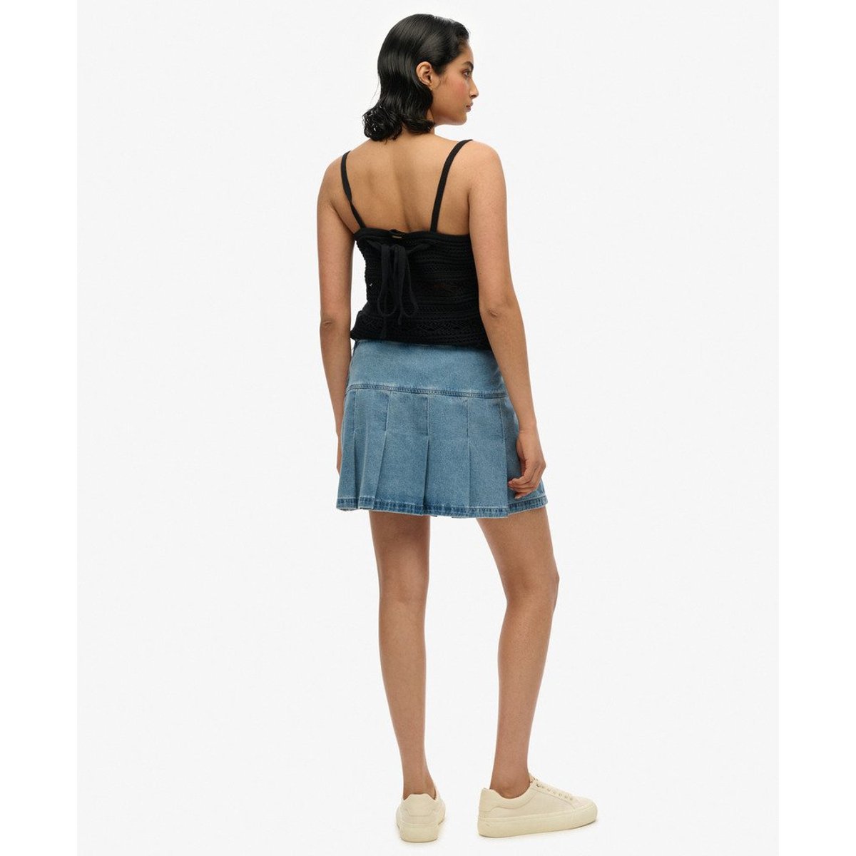 Mini-jupe plissée à empiècements délavage vintage, SUPERDRY