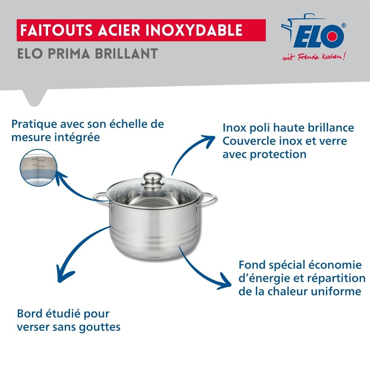 Batterie 2 poêles 24/28cm + 1 faitout 20cm PRIMA BRILLANT noir, ELO