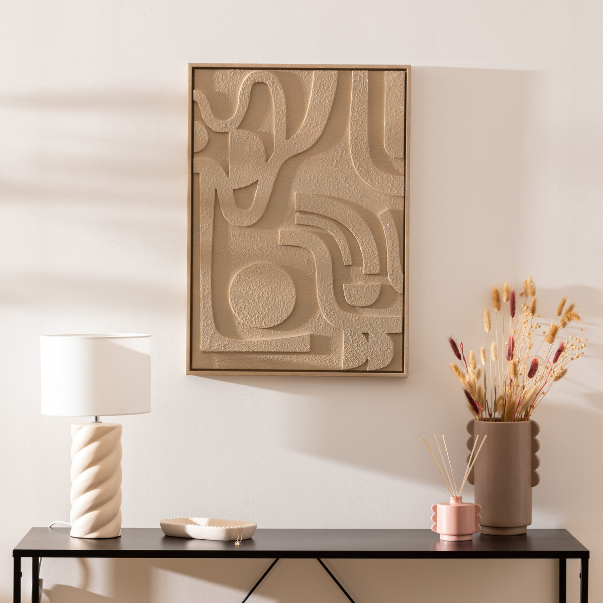 Décoration murale 3D motifs graphiques AZRA beige moyen, ATMOSPHERA