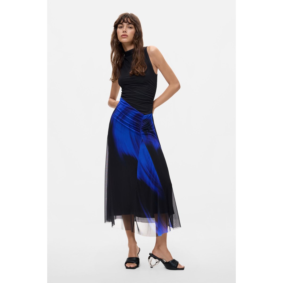 Robe midi sans manches bleu, DESIGUAL