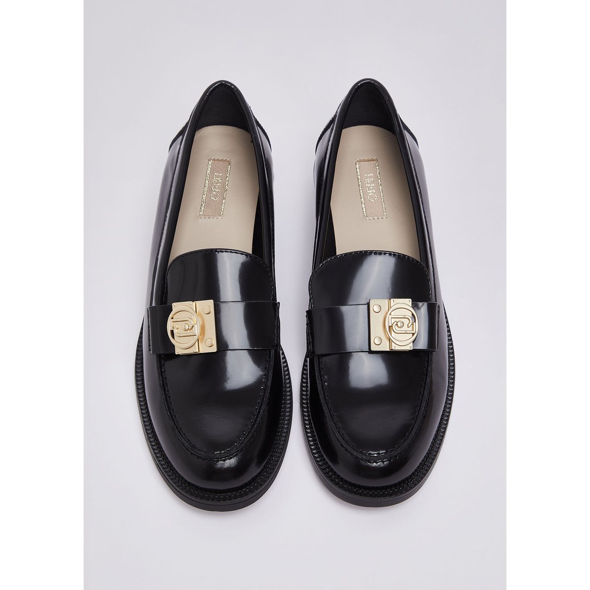 Mocassins en cuir abrasivata noir, LIU JO