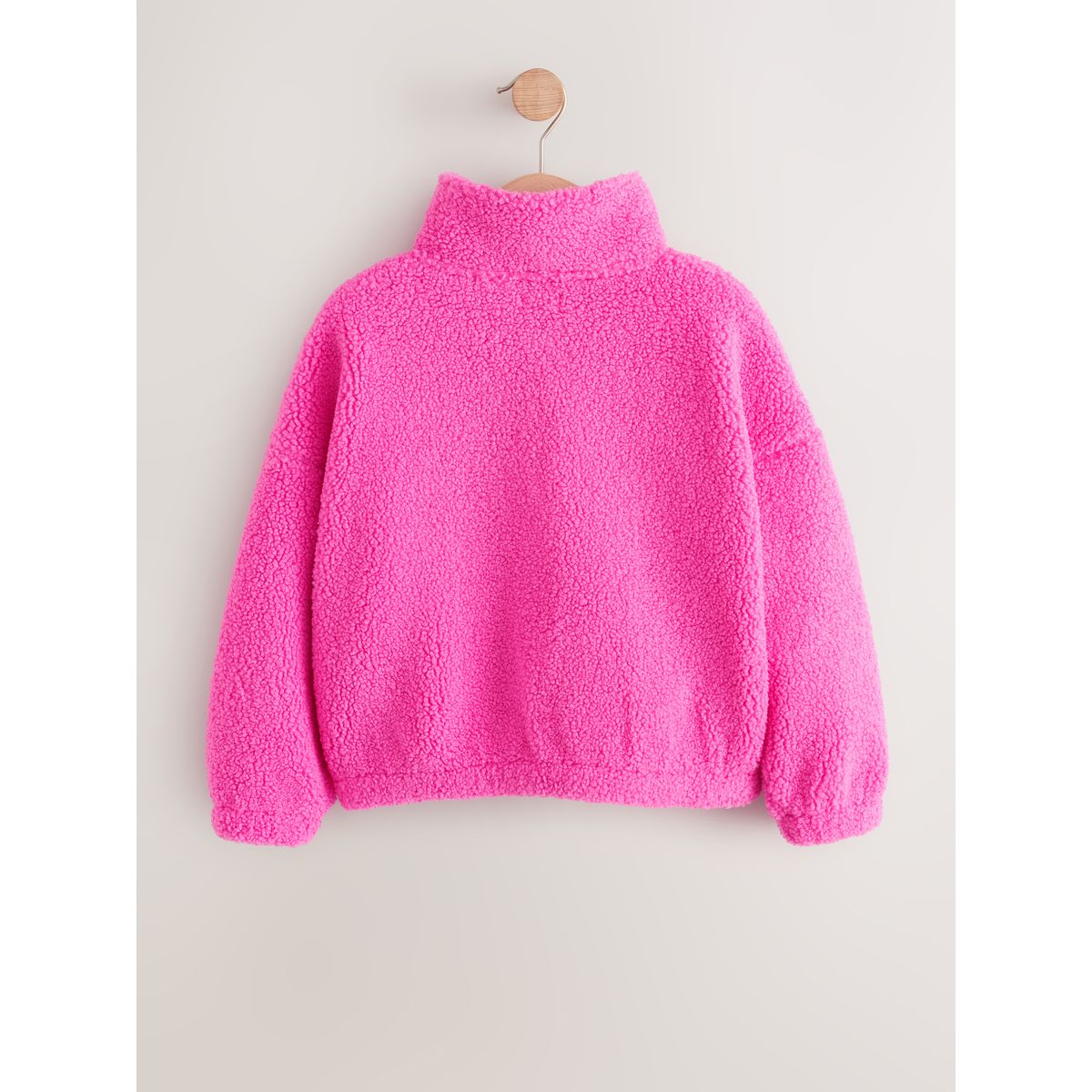 Veste semi-zippée en peau lainée à doublure rose, NEXT