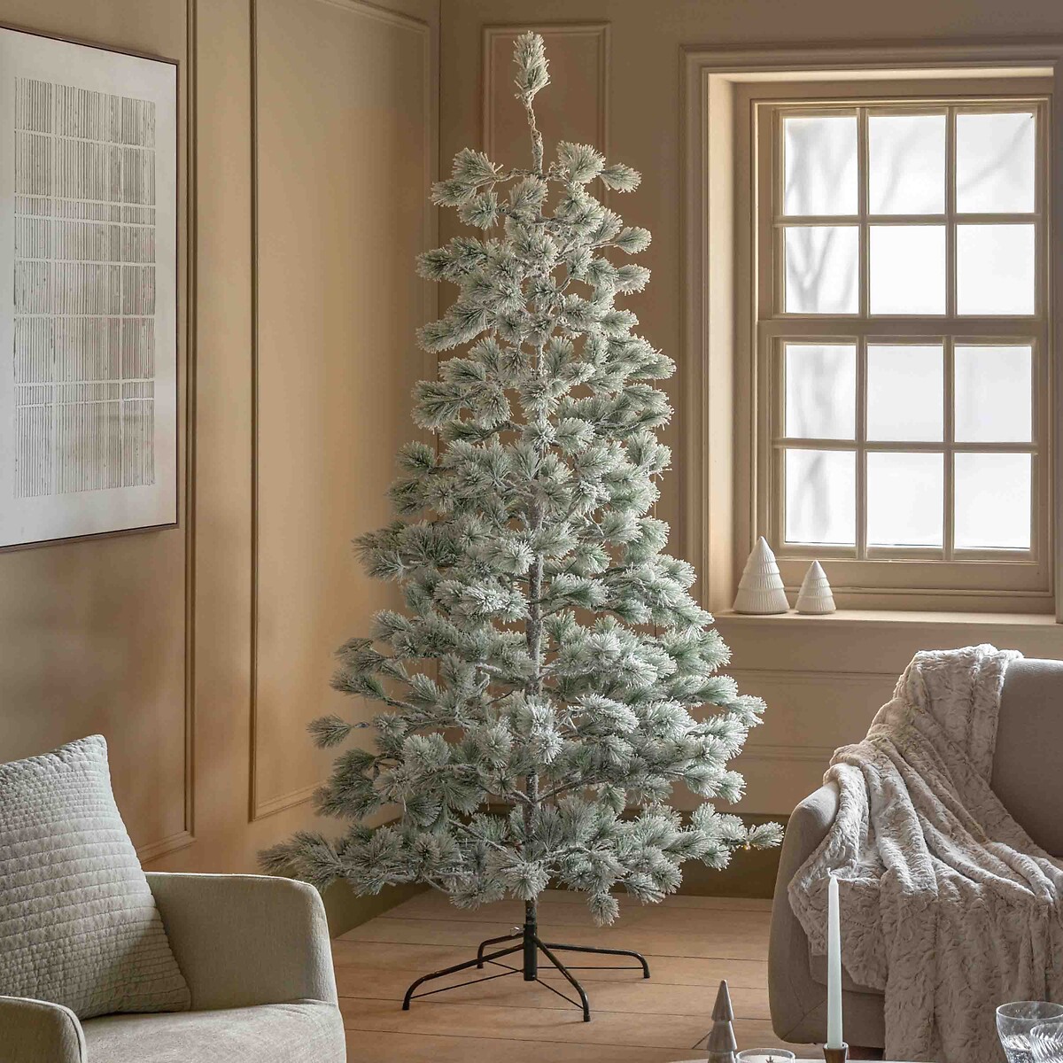 7ft Flocked Pine LED Christmas Tree green, ÉDITÉ