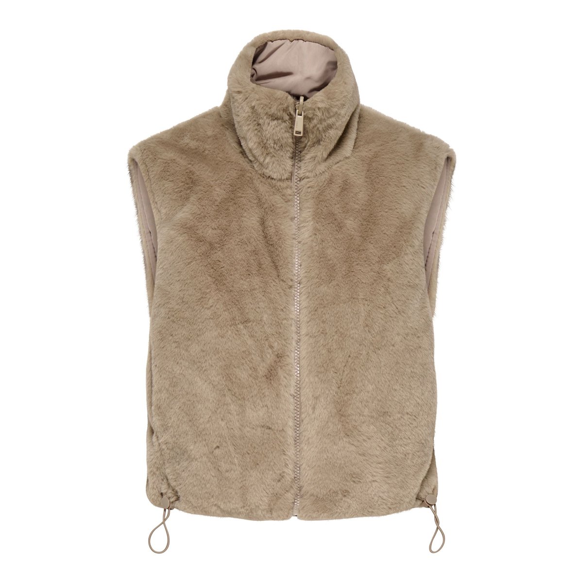 Doudoune sans manches en tissu duveteux silver mink, ONLY