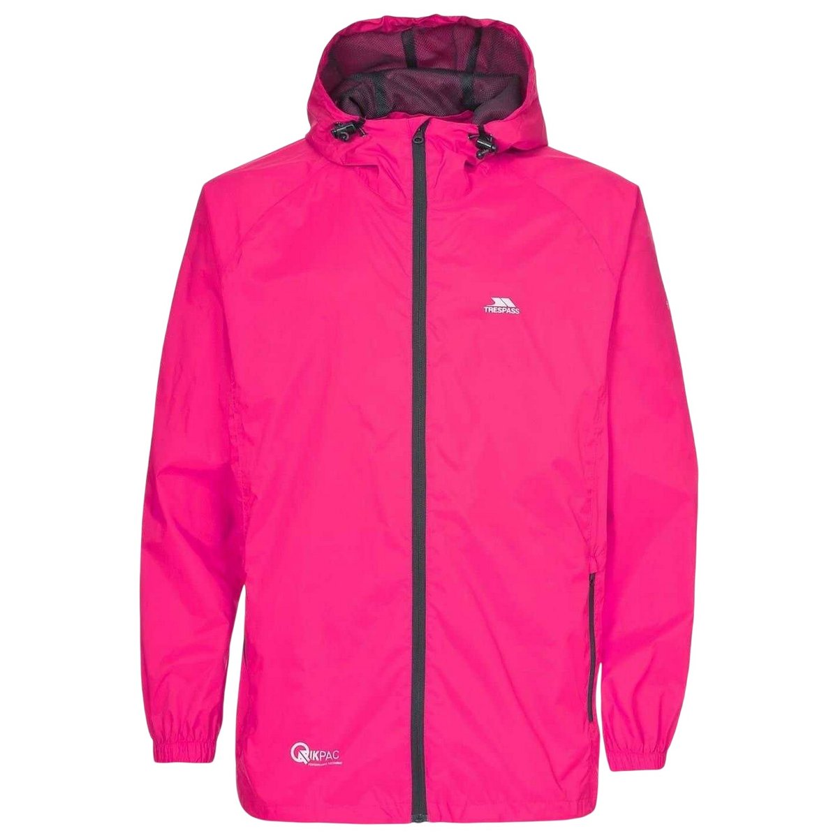 Veste imperméable unie à capuche QIKPAC rose vif, TRESPASS