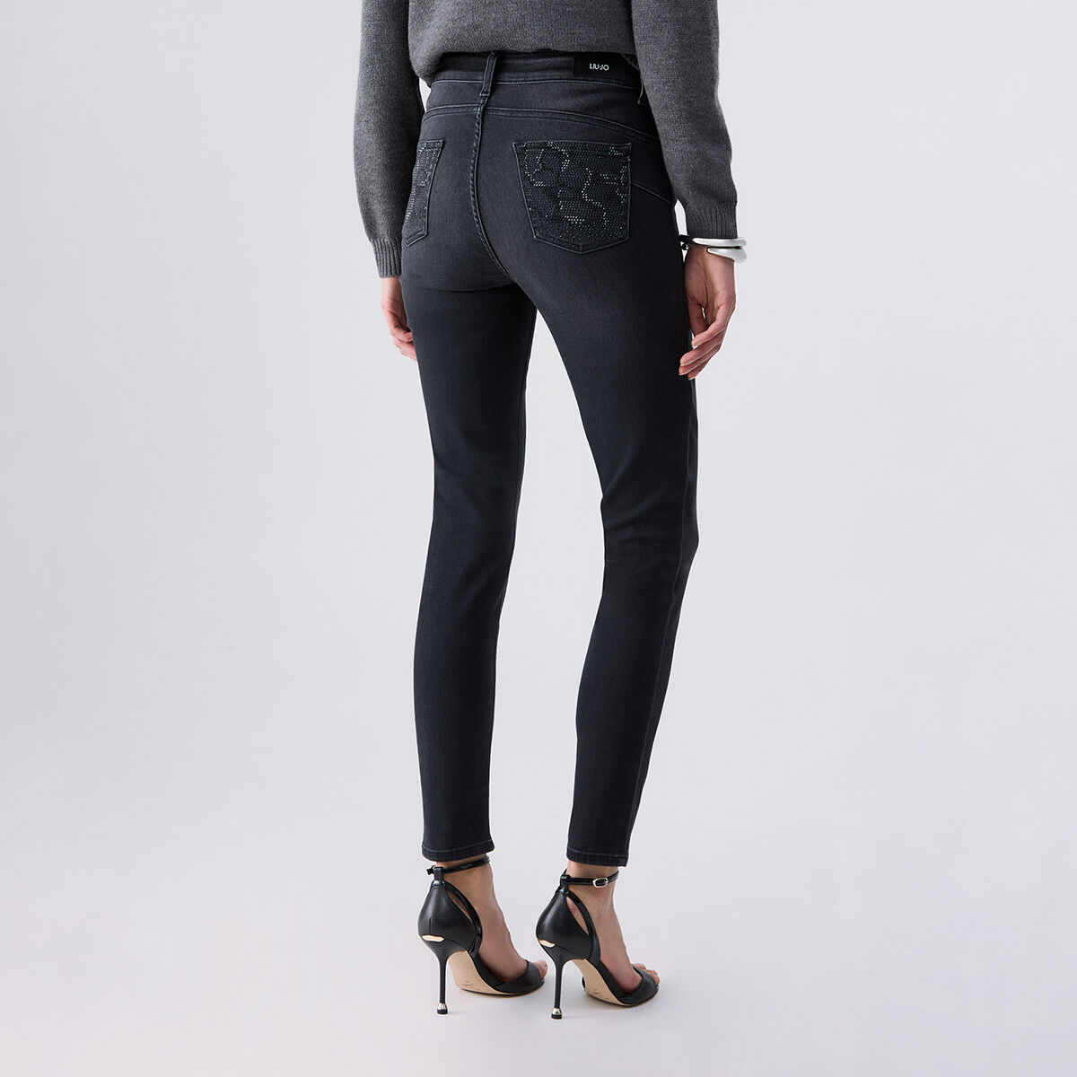 Jean skinny avec ornements denim noir, LIU JO