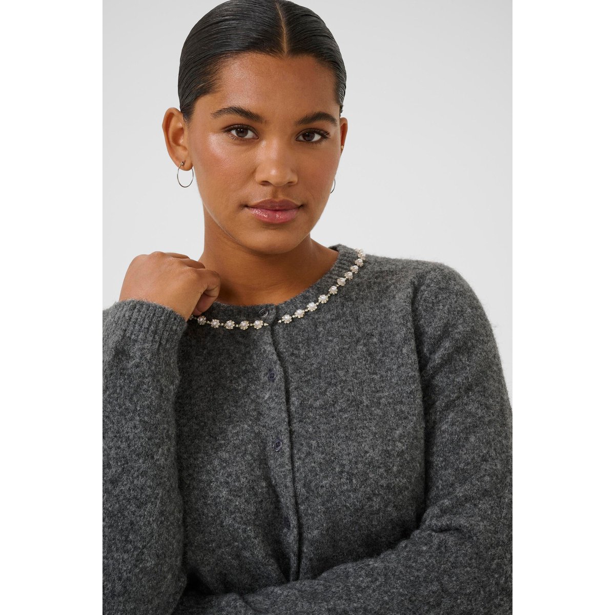 Cardigan à tricot gris grey melange, KAFFE CURVE