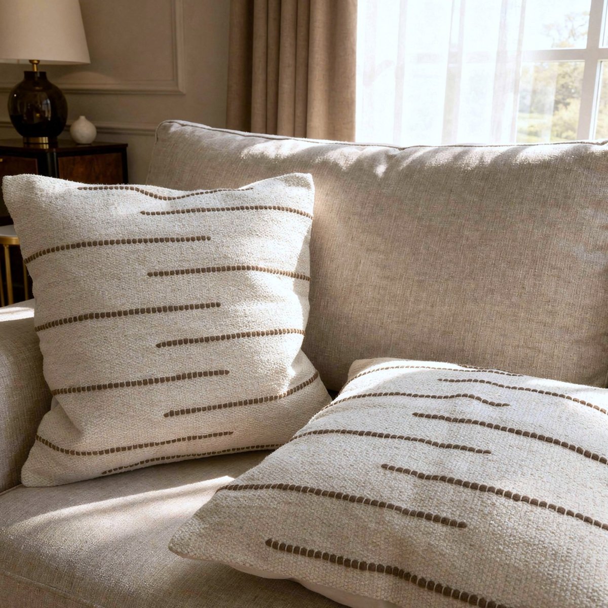 Housse de coussin Eya crème, marron, ARCHIV