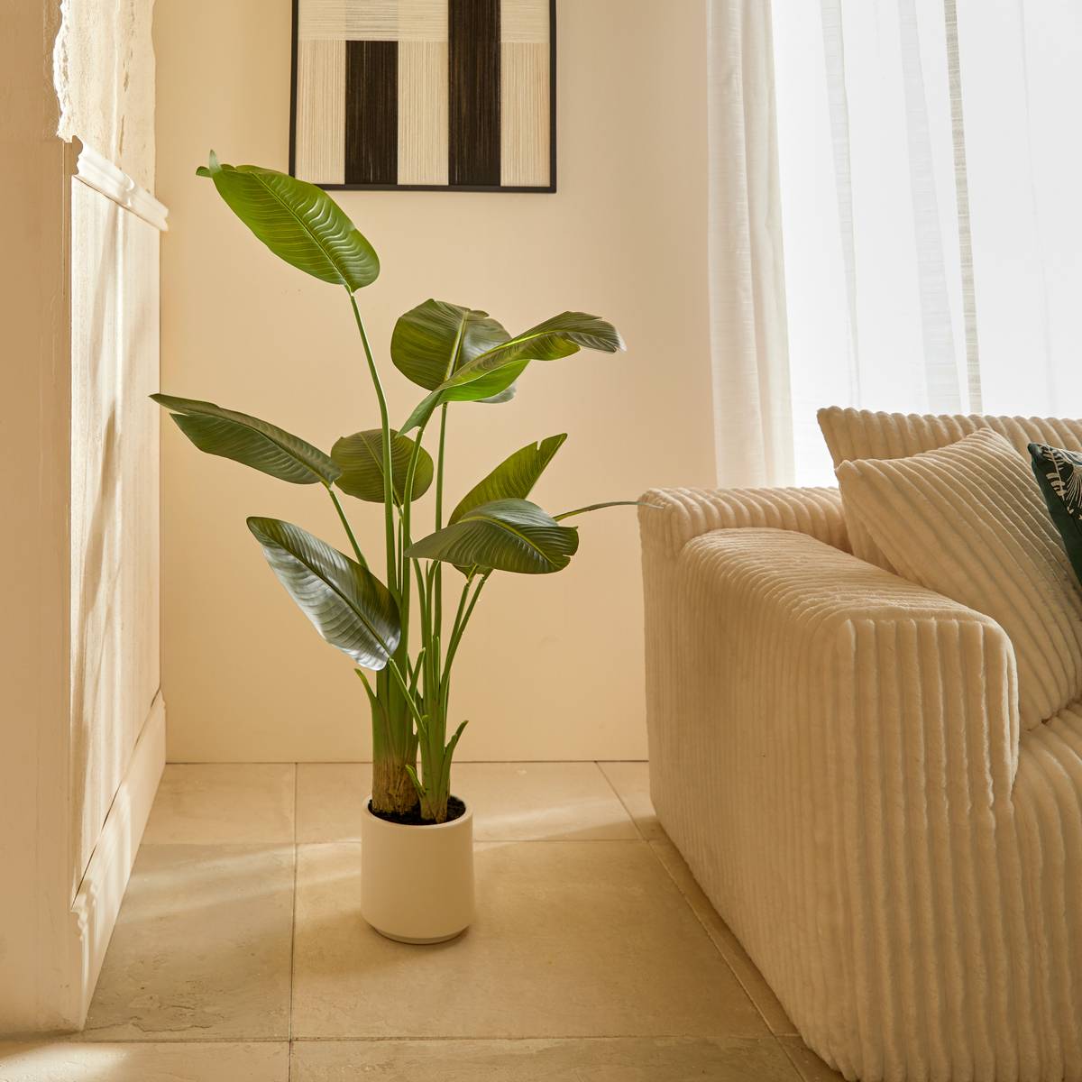 Bananier Artificielle H140 cm avec Pot LORA vert, ATMOSPHERA
