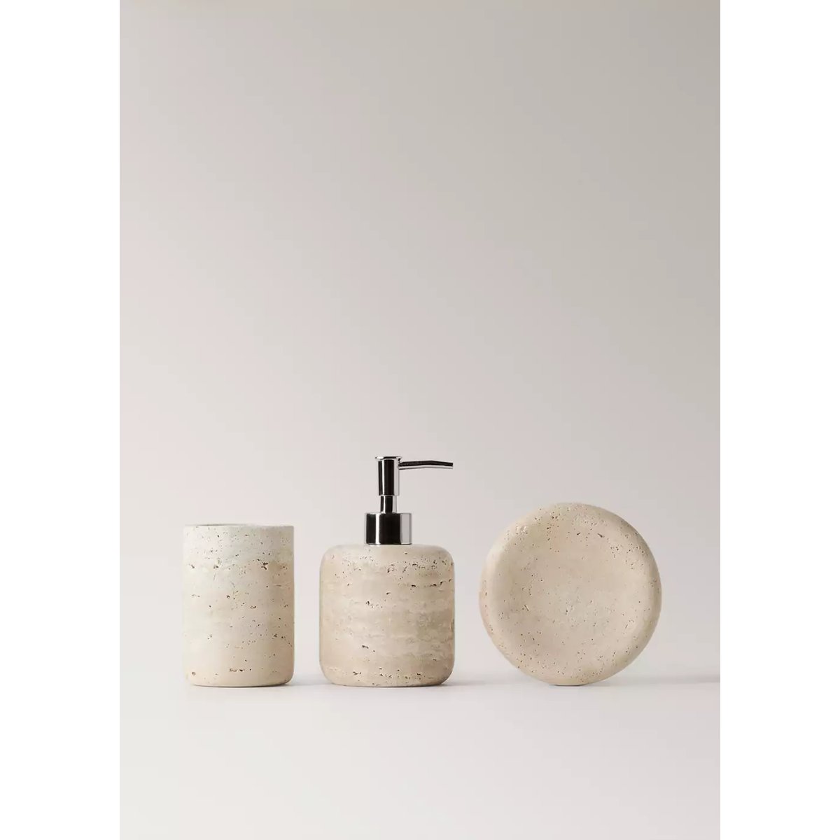Porte-savon 100 % marbre effet travertin écru, MANGO HOME