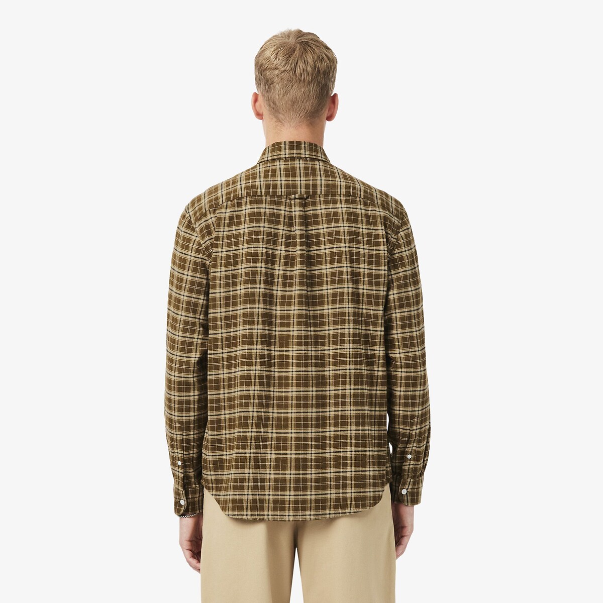 Camicia di flanella, vestibilità regolare quadrati marrone/beige, LACOSTE
