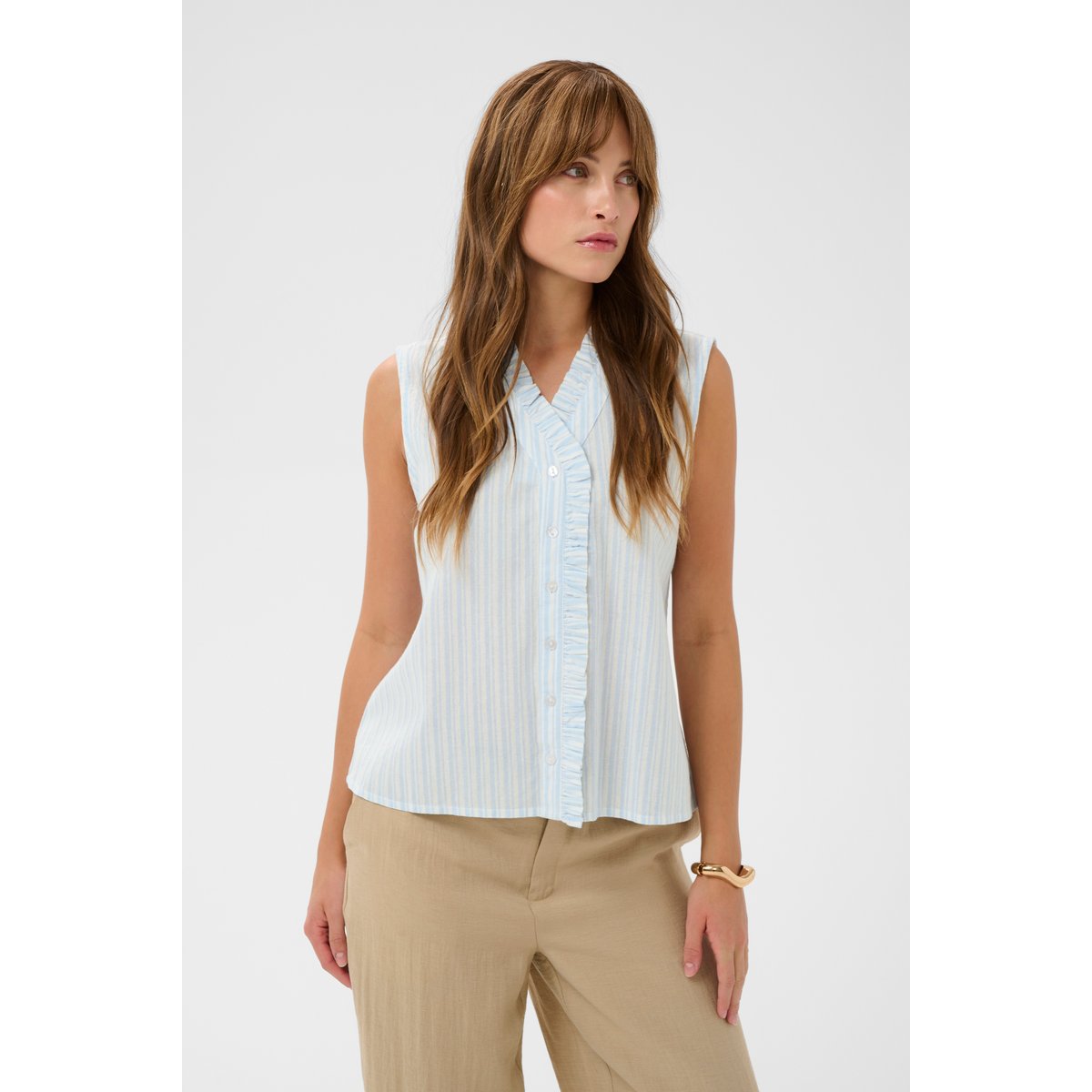 Blouse sans manches bleu/blanc rayures, CULTURE