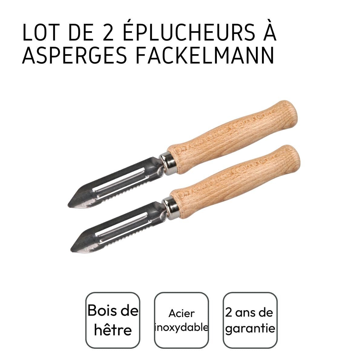 Lot de 2 éplucheurs à asperges inox|bois, FACKELMANN