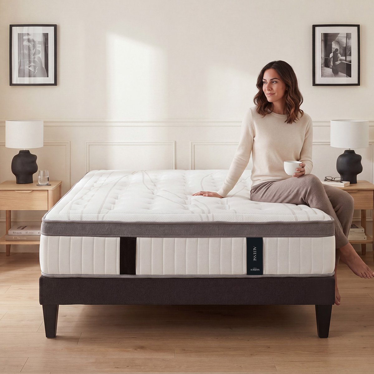 Matelas Mémoire de forme ALTESSE - 27 cm d'épaisseur - Accueil équilibré, soutien ferme blanc, MAISON AUBERTIN